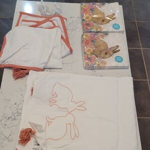 Celebrate It Bunny Kitchen Linens Set - White and Orange